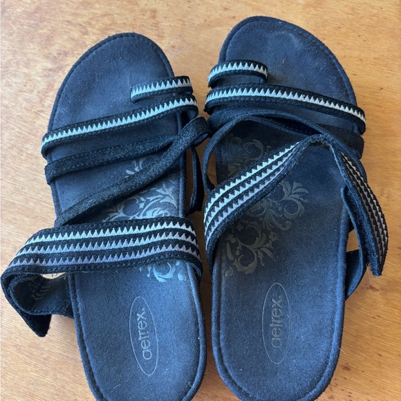 Aetrex 8.5 black Paris Slide Leather Sandal - Picture 5 of 10